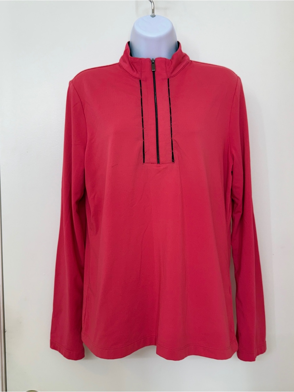 TAIL Womens Large Red 1/4 Zip Pullover Top Mock Neck Activewear Golf Tennis
